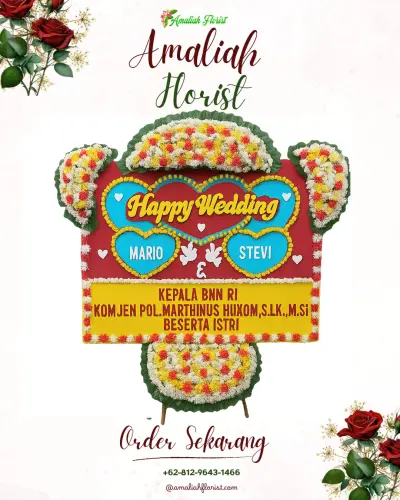 Karangan Papan Bunga Pernikahan di Jambu Karya